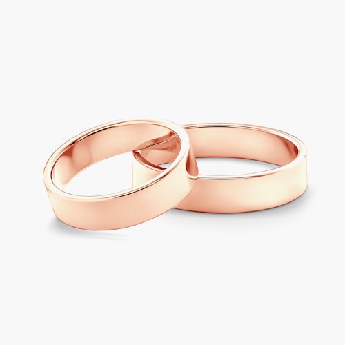 Obrączki ślubne: różowe złoto, płaskie, 5 mm